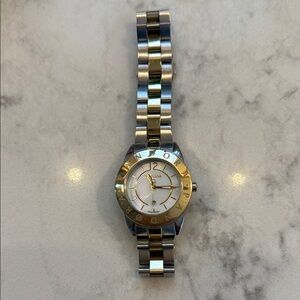 Gold and Silver Watch with White Dial